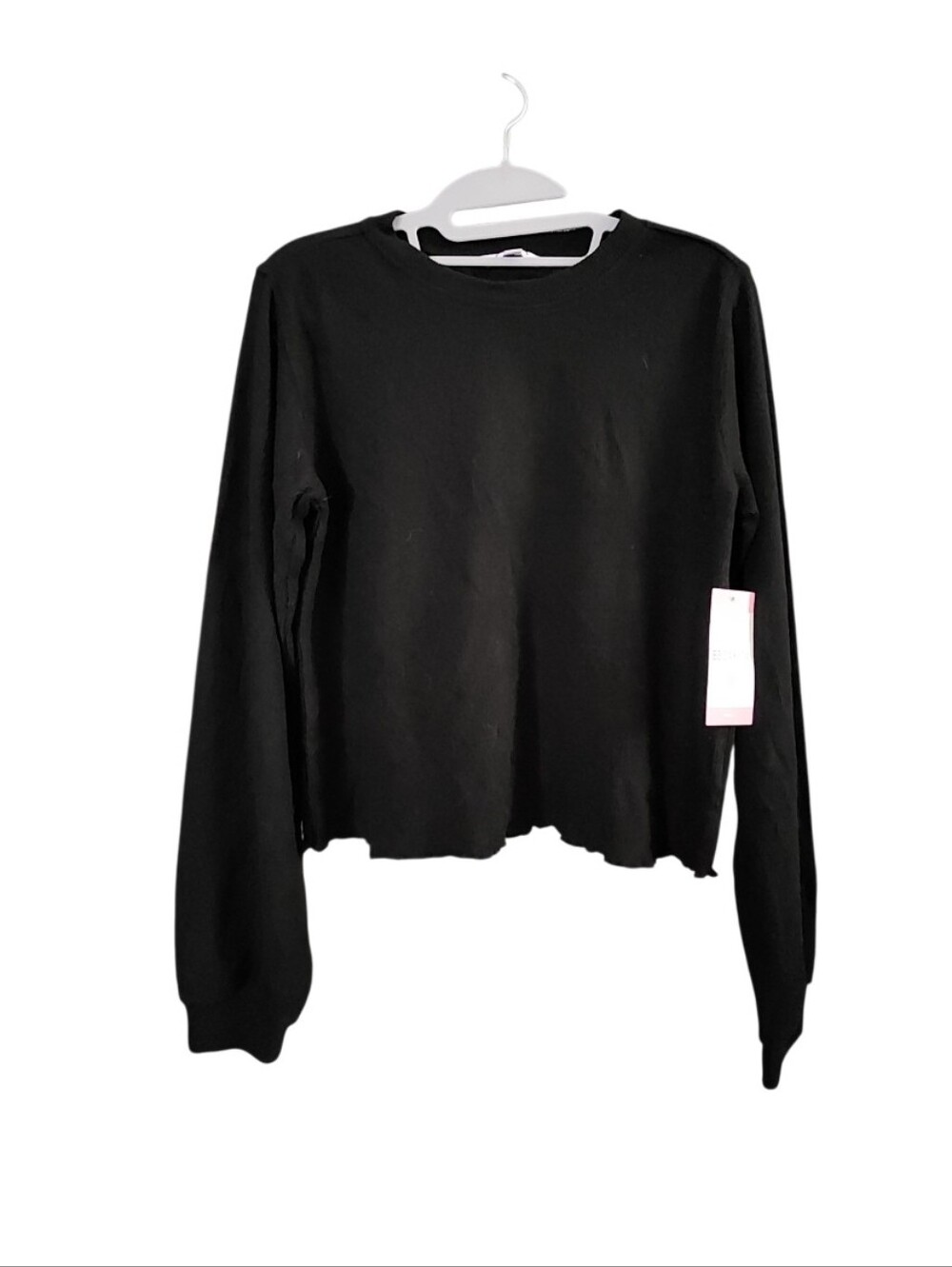Women's Black Long-Sleeve Crewneck Top
